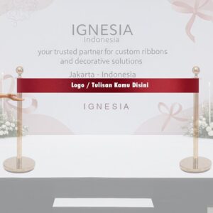 Custom Pita Satin Sablon Logo Print Tulisan Lebar 10cm