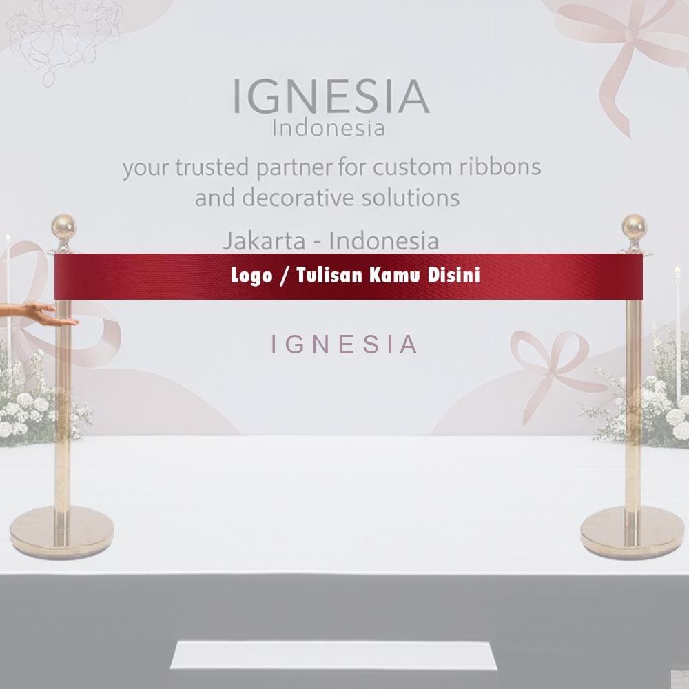 Custom Pita Satin Sablon Logo Print Tulisan Lebar 10cm