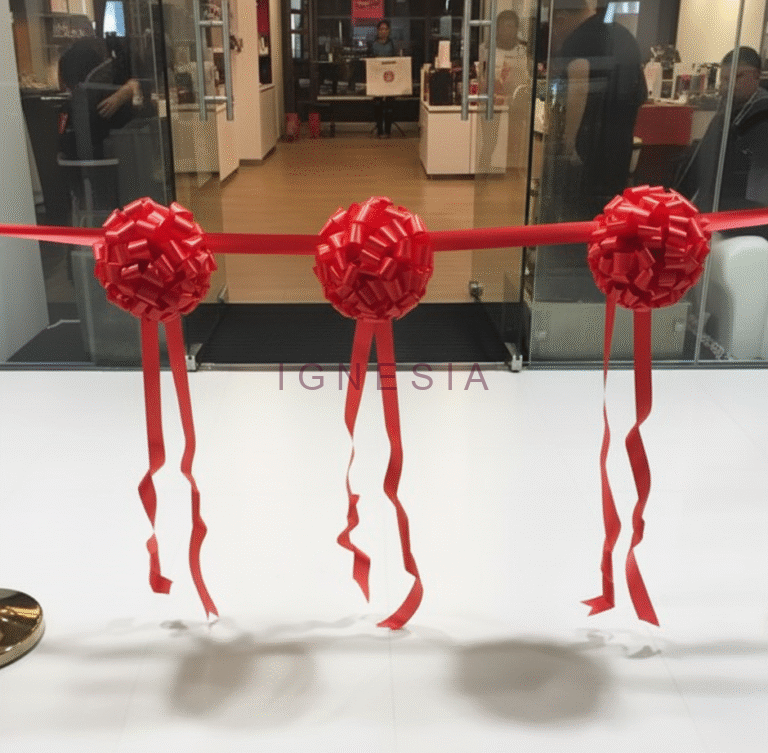 Pita Peresmian 3 Pompom Merah