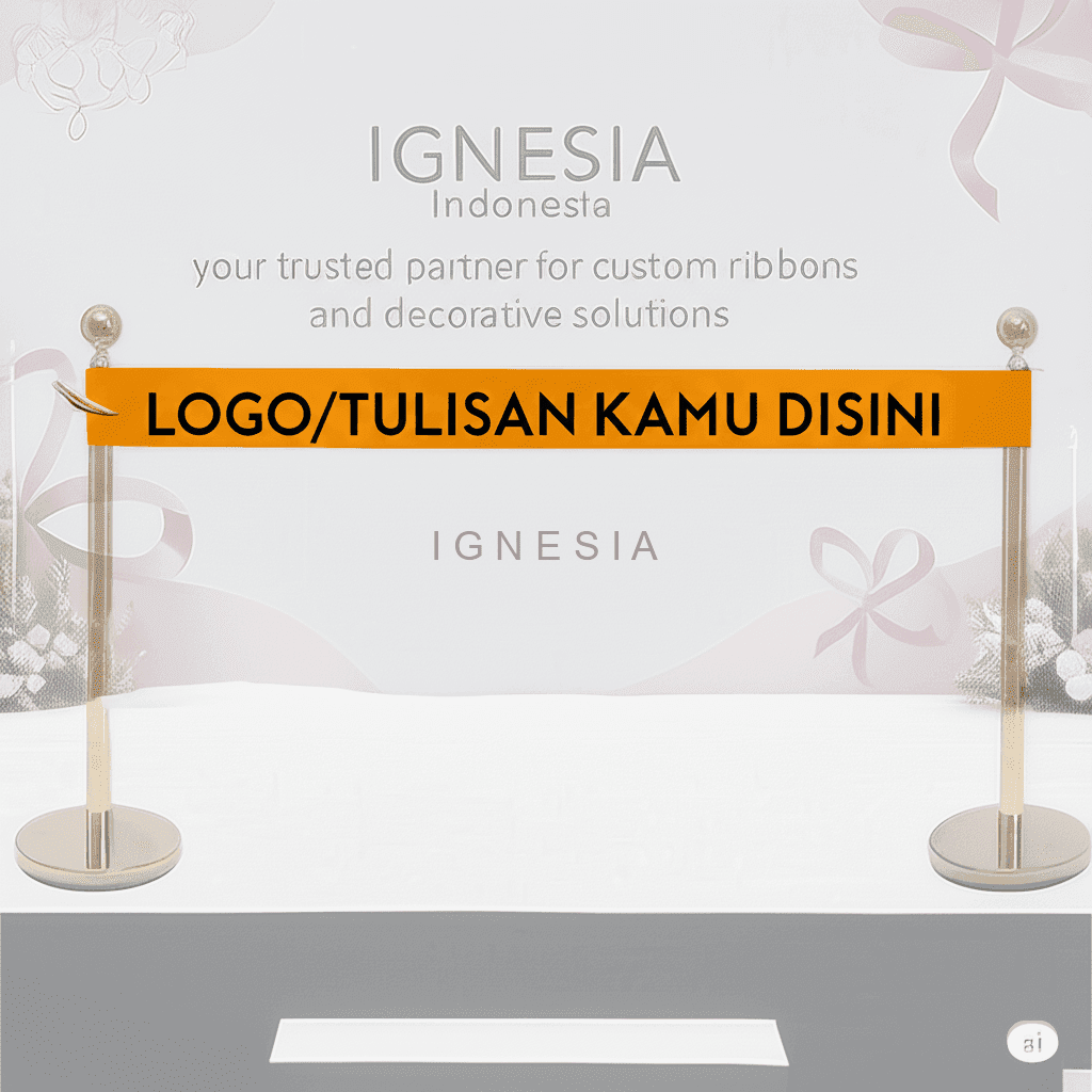 Custom Pita Satin Sablon Logo Print Tulisan Lebar 10cm - Gambar 3