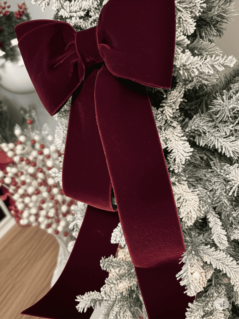 Pita Besar Untuk Dekorasi Pohon Natal / Backdrop Ulang Tahun Bahan Bludru Velvet - Gambar 3