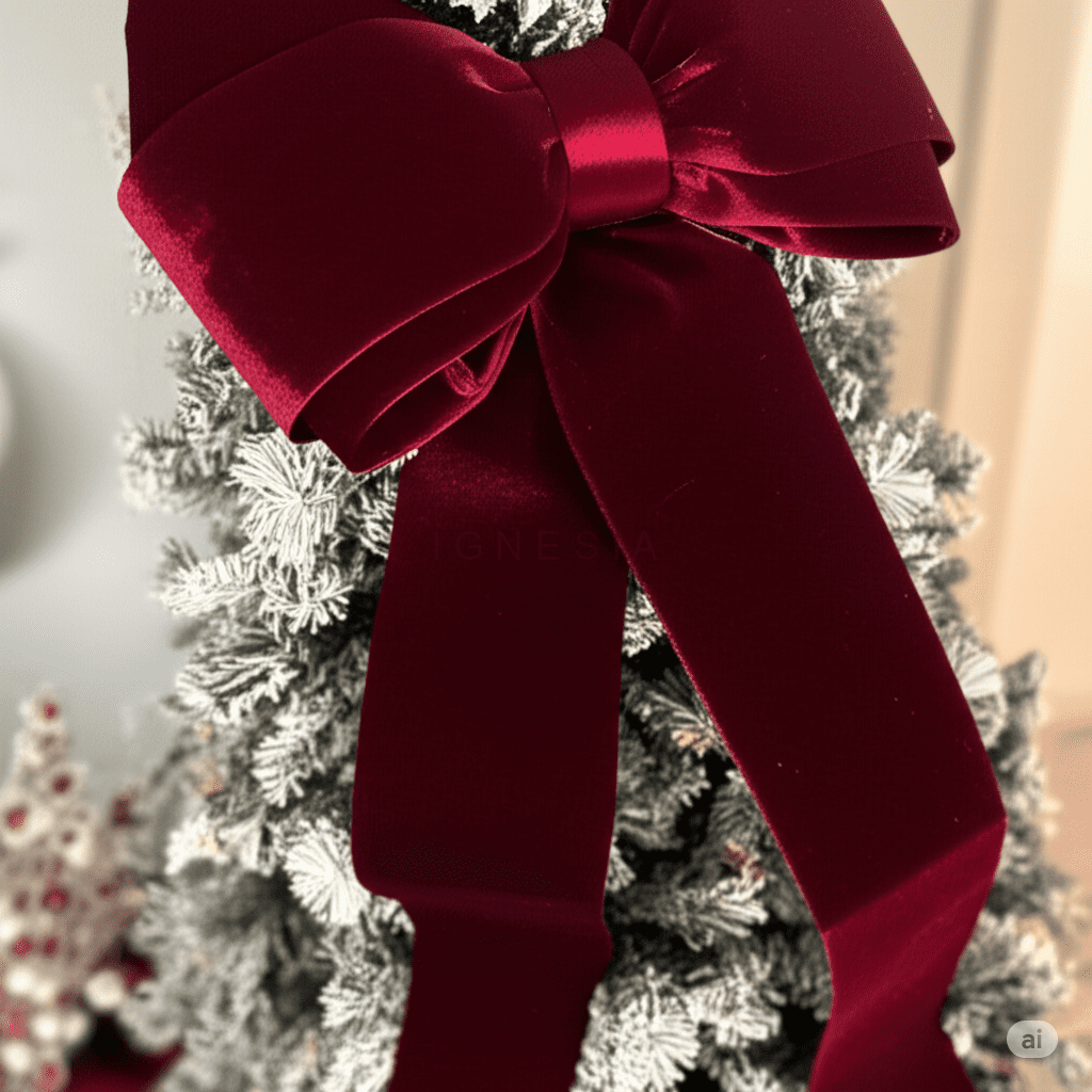 Pita Besar Untuk Dekorasi Pohon Natal / Backdrop Ulang Tahun Bahan Bludru Velvet - Gambar 2