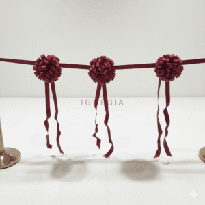 Pita Peresmian 3 Pompom Merah Maroon Bahan Pita Polypropilene / Pita Jepang