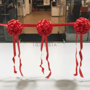 Pita Peresmian 3 Pompom Merah Bahan Pita Polypropilene / Pita Jepang