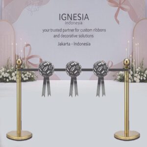 Pita Peresmian 3 Pompom Abu Abu Bahan Pita Polypropilene / Pita Jepang