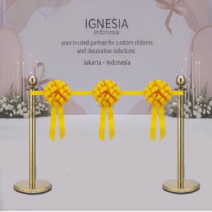 Pita Peresmian 3 Pompom Kuning Bahan Pita Polypropilene / Pita Jepang