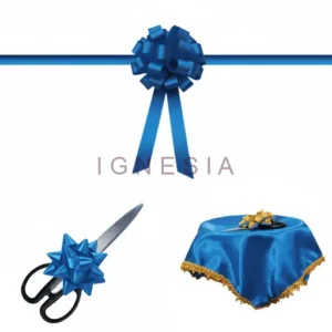 Pita Peresmian 1 Pompom GUNTING Nampan Pita bIRU muda