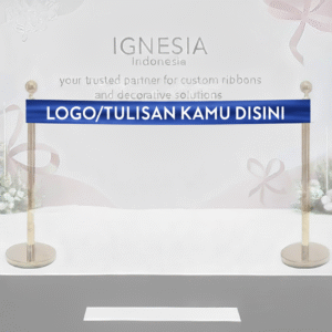 Pita Peresmian Custom Sablon Print Logo Premium Warna Biru