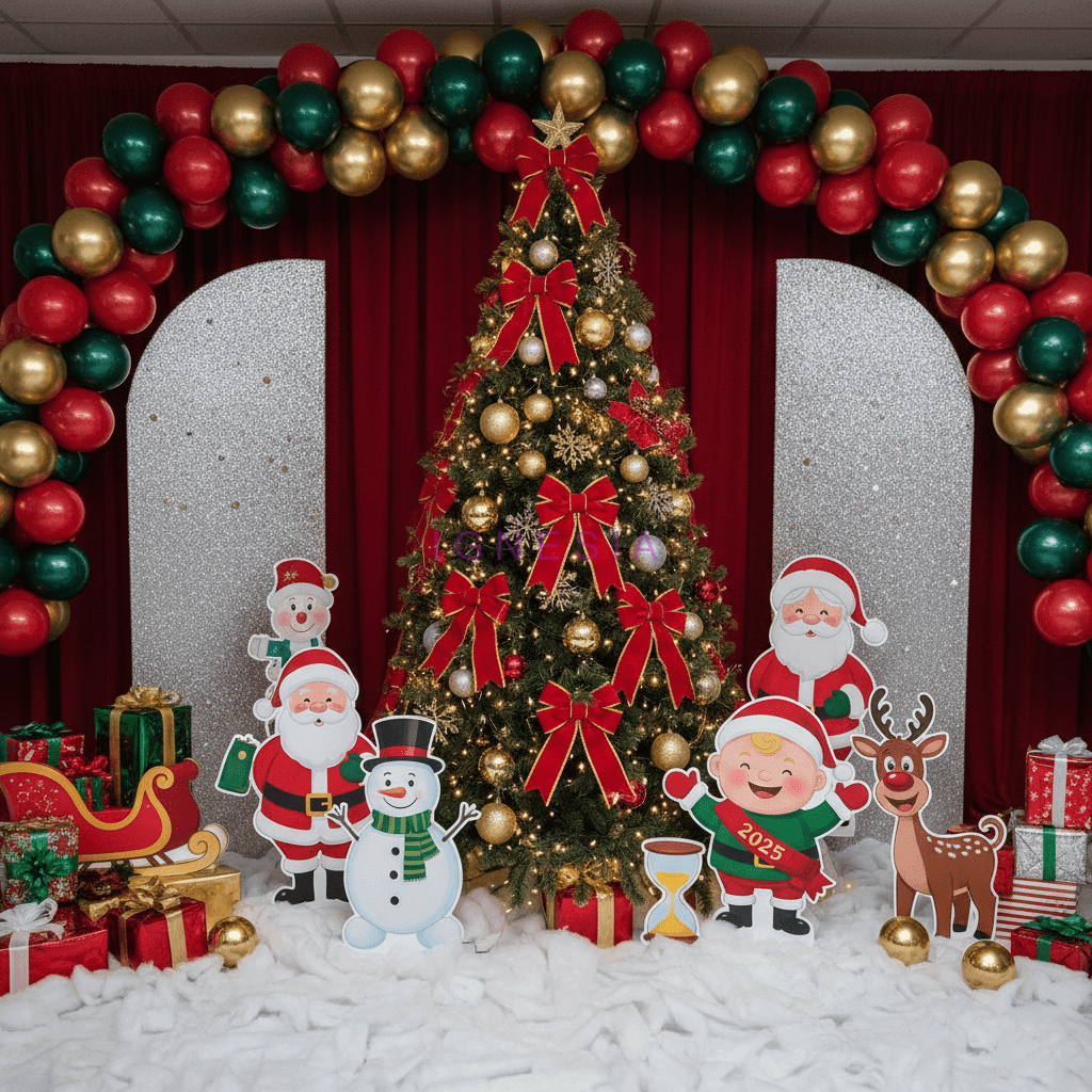 Dekorasi Natal Styrofoam Sinterklas Rusa Pohon Natal Balon