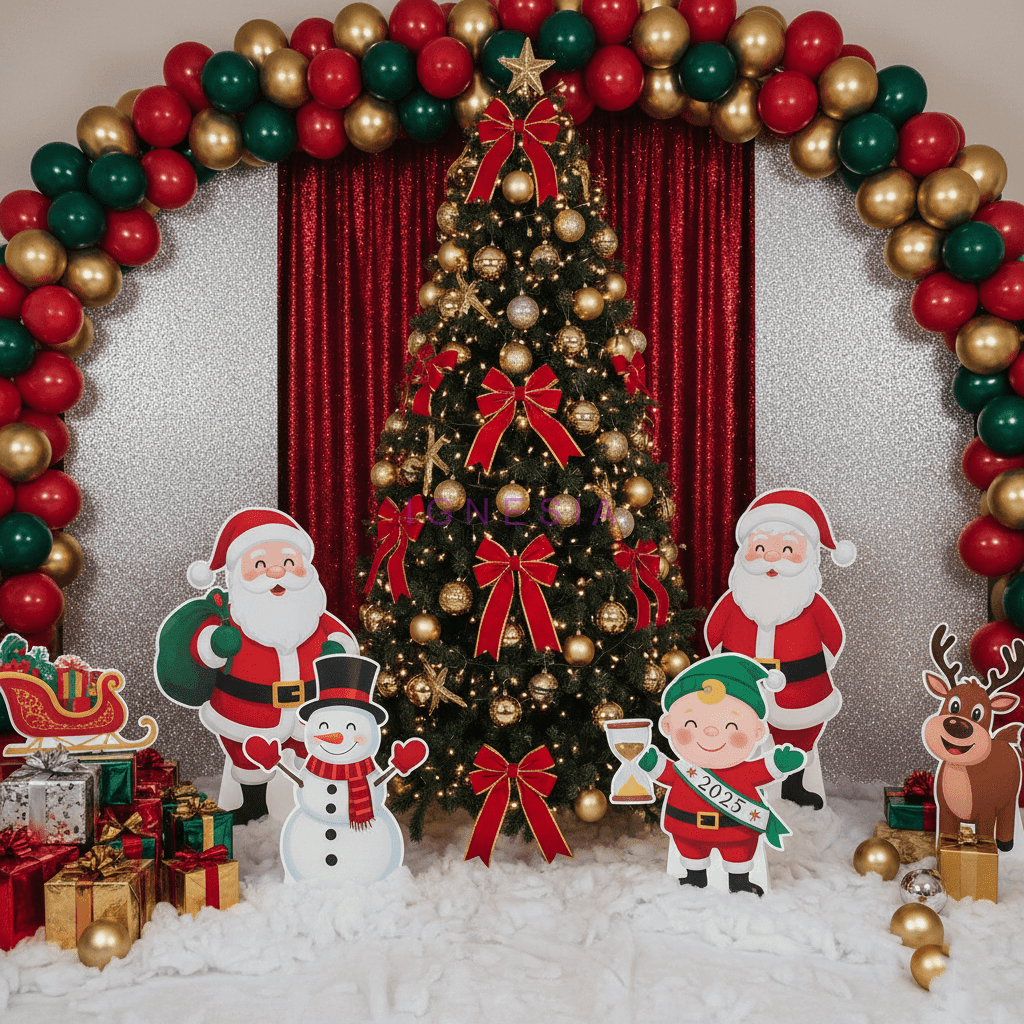 Dekorasi Natal Styrofoam Sinterklas Rusa Pohon Natal Balon