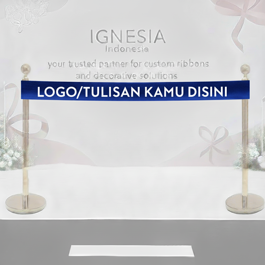 Pita Peresmian Custom Sablon Print Logo Premium Warna Biru