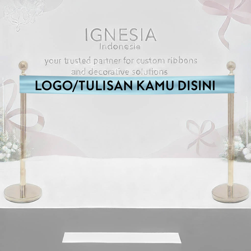 Pita Peresmian Custom Sablon Print Logo Berwarna - Biru