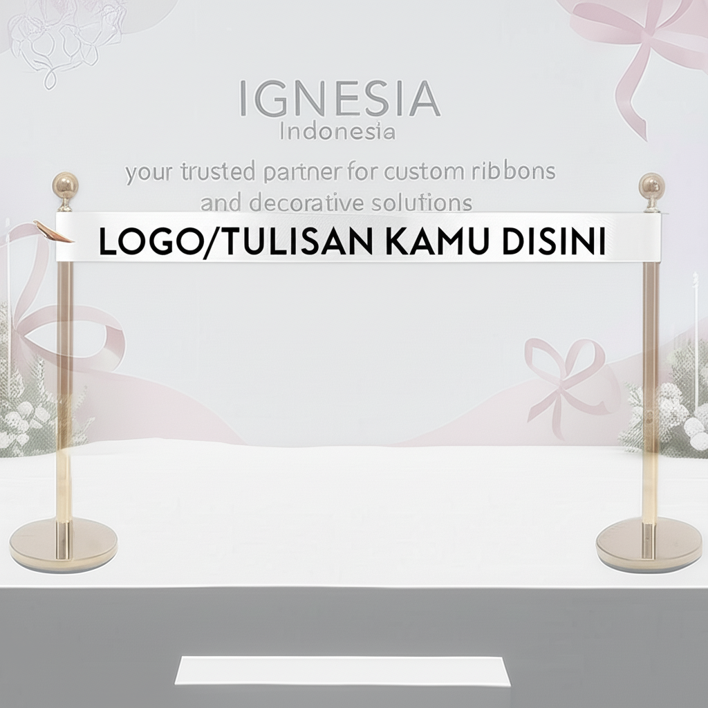 custom pita kain sablon Print Logo tulisan berwarna Untuk Peresmian di Jakarta
