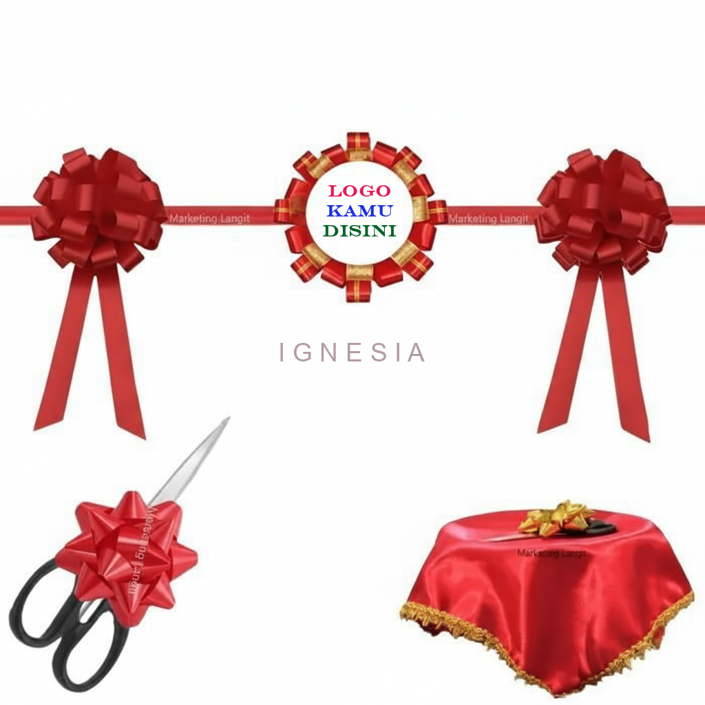 Pita Seremonial Kain Satin Custom Cetak Logo Usaha