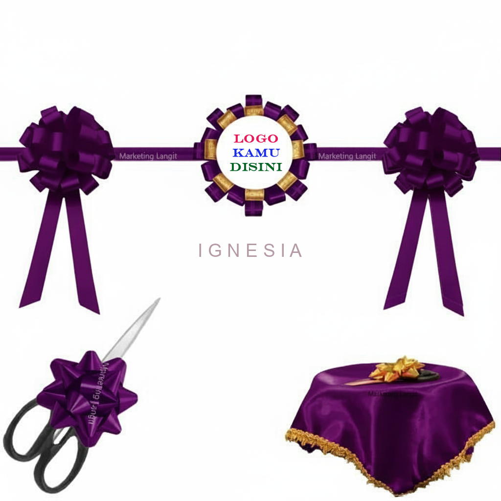 Pita Seremonial Kain Satin Custom Cetak Logo Usaha