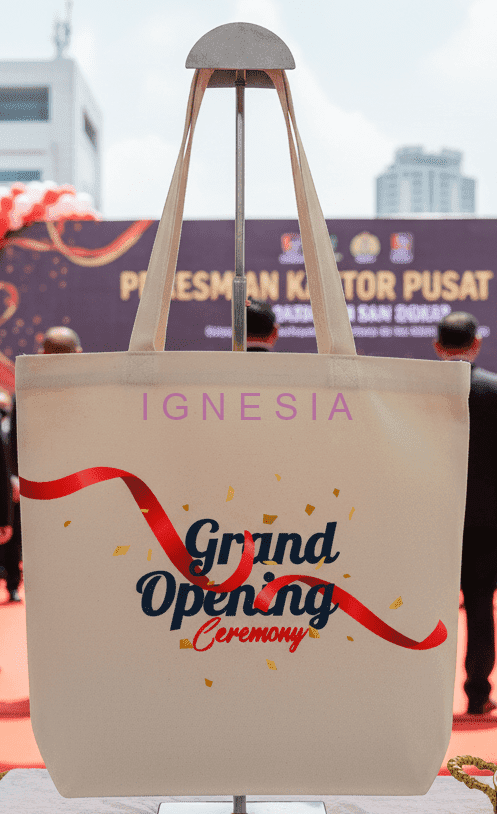 Tas Souvenir Perusahaan Custom Cetak Logo Bahan Kanvas
