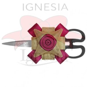 Gunting Hias Pita Satin Kombinasi Bunga Gold Emas