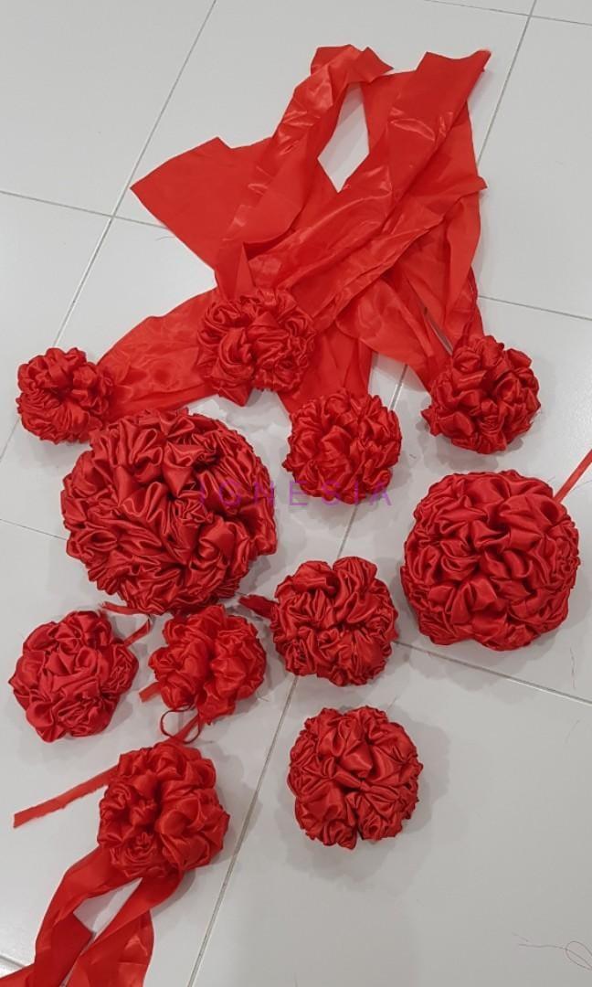 Pita Pelangkah Dekorasi pernikahan Sangjit Chinesse Kain Pintu bunga