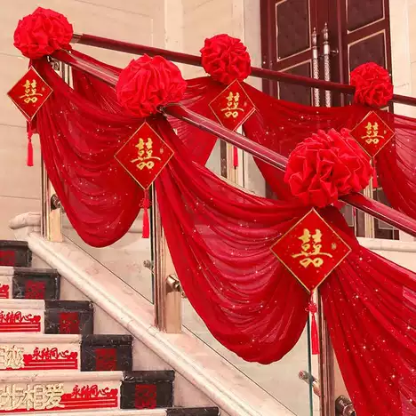 Pita Pelangkah Dekorasi pernikahan Sangjit Chinesse Kain Pintu bunga