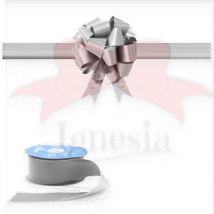 Pita Peresmian Silver Abu 15cm Set Tali Panjang PP Real Ribbon By IgnesiaBisa Custom