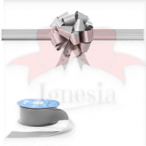 Pita Peresmian Silver Abu 15cm Set Tali Panjang PP Real Ribbon By IgnesiaBisa Custom