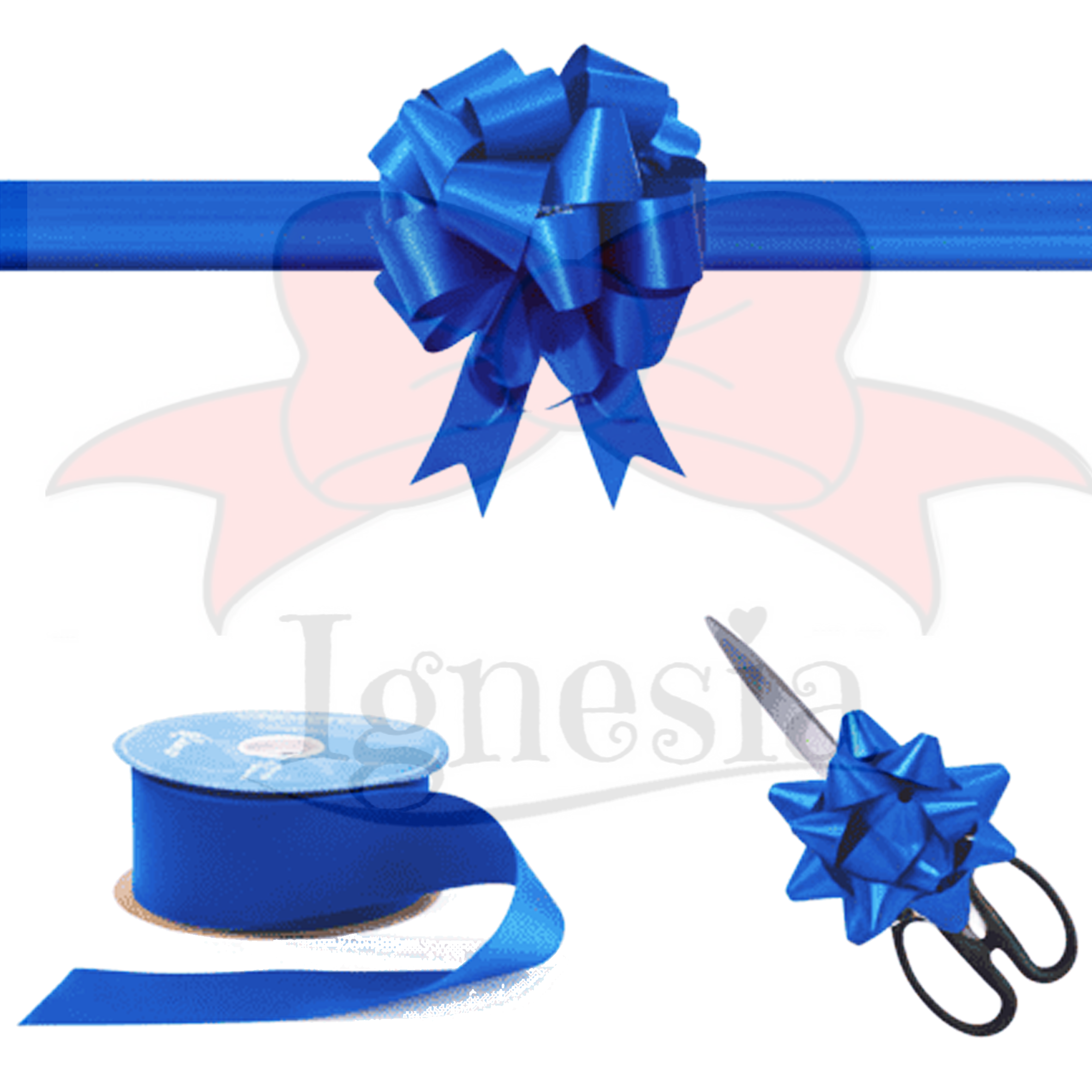 Pita Peresmian Toko Biru Metalik 15cm Set Gunting Hias PP Real Ribbon By IgnesiaBisa Custom