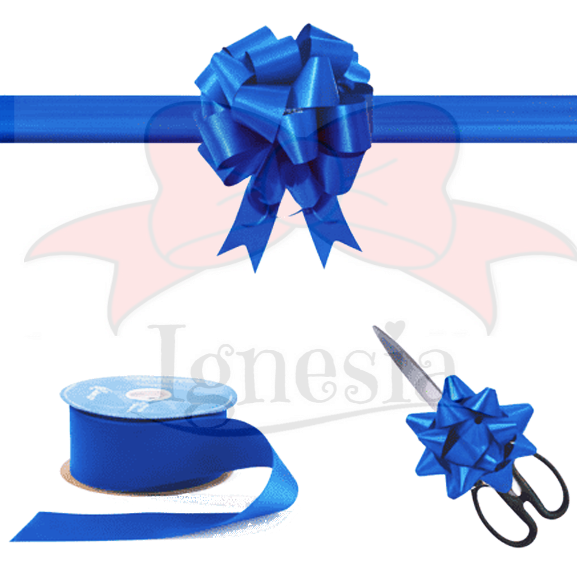 Pita Peresmian Toko Biru Metalik 15cm Set Gunting Hias PP Real Ribbon By IgnesiaBisa Custom