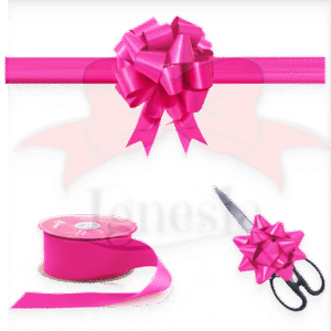 Pita Peresmian Gedung Pink Tua 15cm Set Tali Panjang Satin Real Ribbon By IgnesiaBisa Custom
