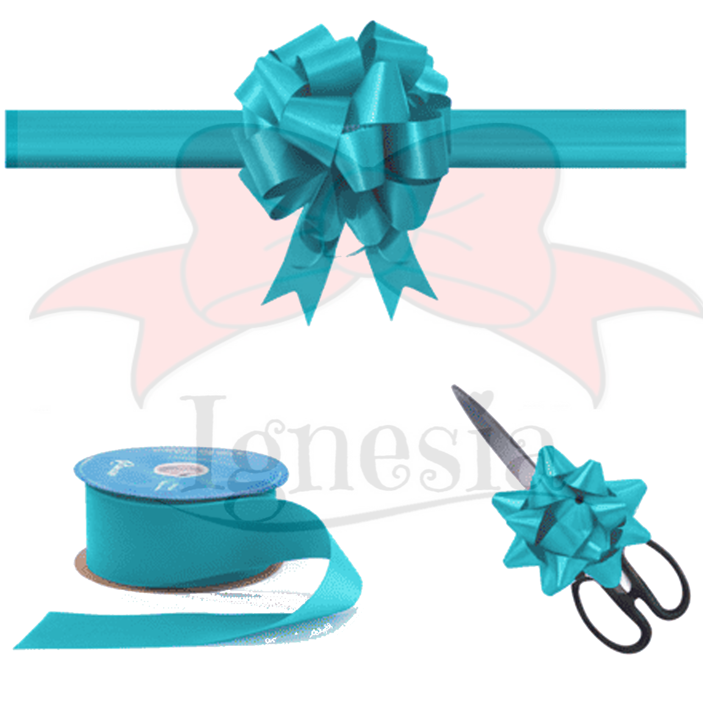 Pita Grand Opening Tosca Teal 15cm Set Gunting & Nampan Hias PP Real Ribbon By IgnesiaBisa Custom