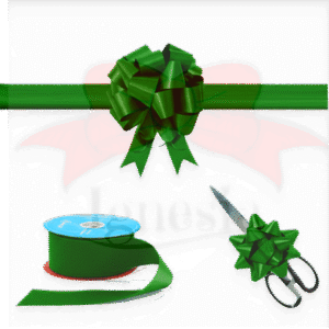 Dekorasi Grand Opening Hijau Tua 15cm Set Gunting Hias PP Real Ribbon By IgnesiaBisa Custom