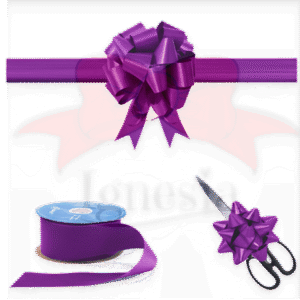 Dekorasi Potong Pita Ungu Tua 15cm Set Gunting Hias Satin Real Ribbon By IgnesiaBisa Custom