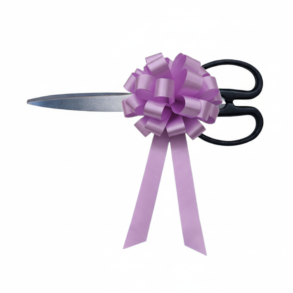 Gunting Set Hiasan Pita Pompom Ungu Muda Untuk Acara Peresmian