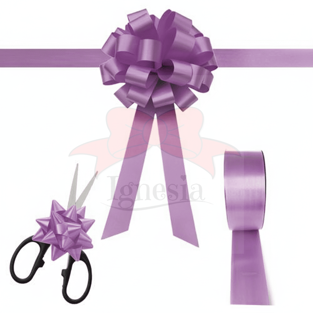 Pita Peresmian 1 Pompom GUNTING Nampan Pita Ungu Muda