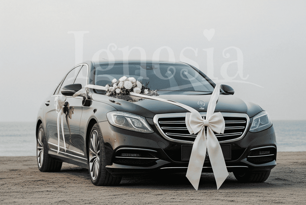 Pita Mobil Pengantin Besar Putih untuk wedding Car