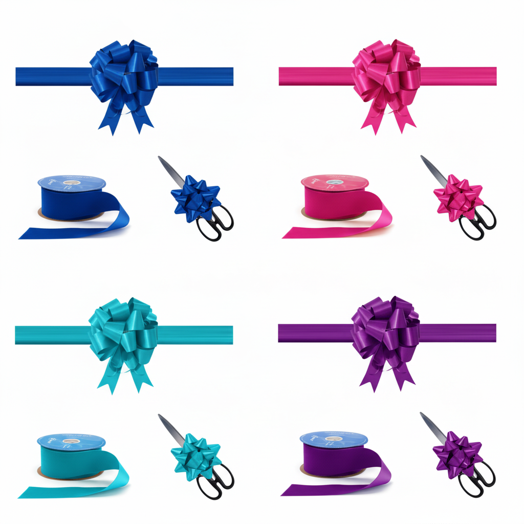 Dekorasi Potong Pita Ungu Tua 15cm Set Gunting Hias PP Real Ribbon By IgnesiaBisa Custom