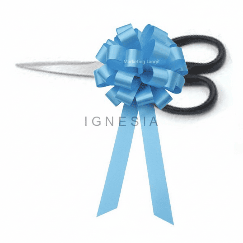 Gunting Hias Pita Pompom Biru Muda Emas Untuk Potong Pita