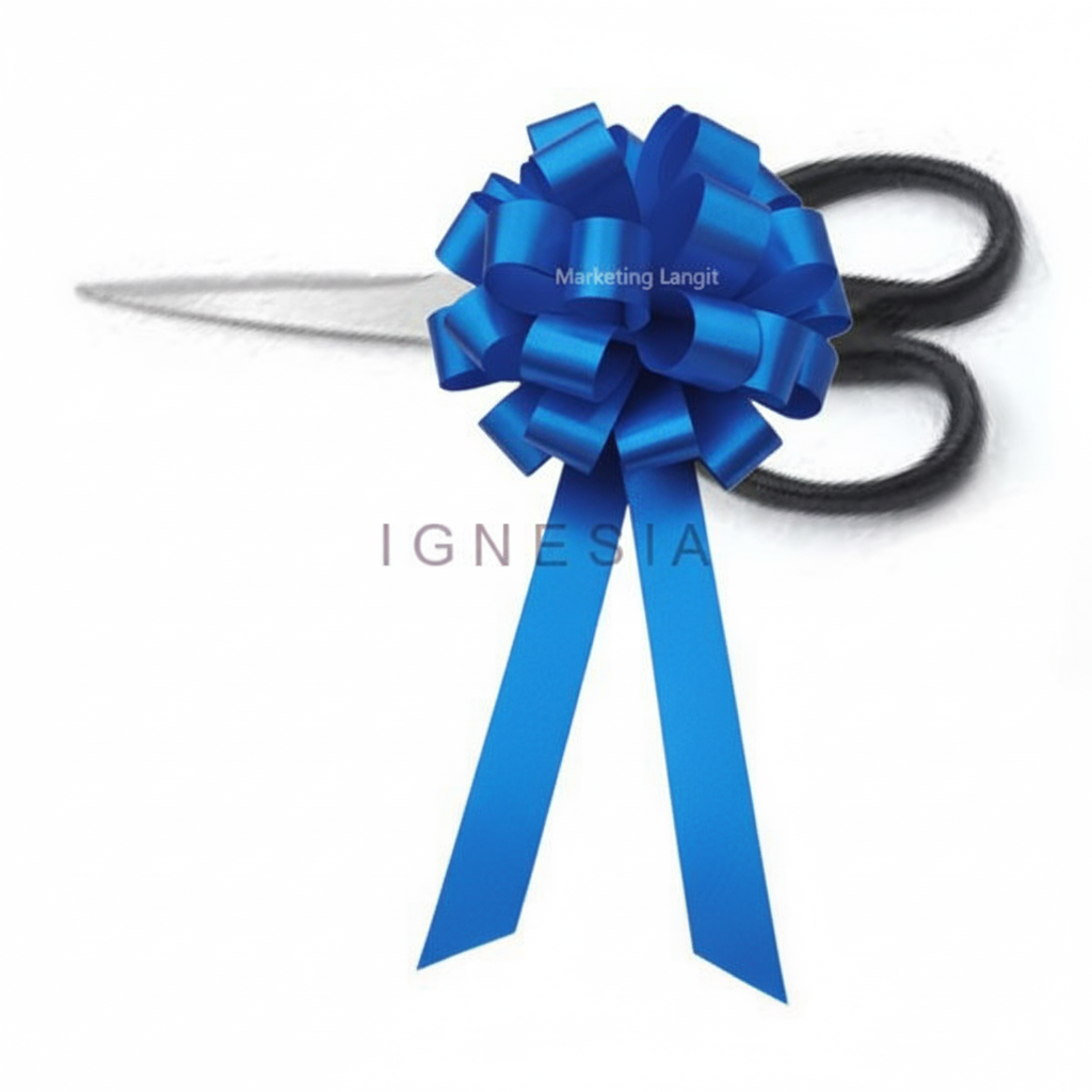 Gunting & Hiasan Pita Pompom Biru