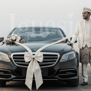 Pita dekorasi Mobil Pengantin Besar Putih untuk wedding Car