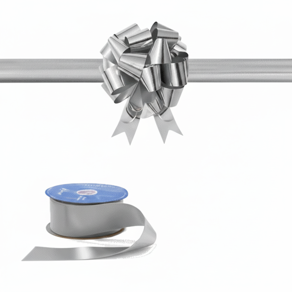 Pita Custom Peresmian Kantor Silver Metalik 70cm Polos Satin Premium Tebal Lis Gold