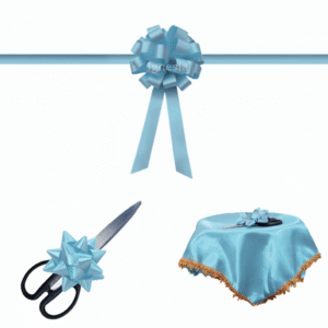 Pita Grand Opening Biru Muda 15cm Set Lengkap PP Real Ribbon By IgnesiaBisa Custom
