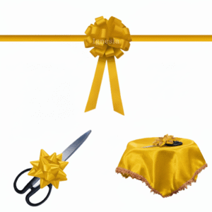 Pita Peresmian Kantor Kuning 15cm Set Gunting & Nampan Hias PP Real Ribbon By IgnesiaBisa Custom