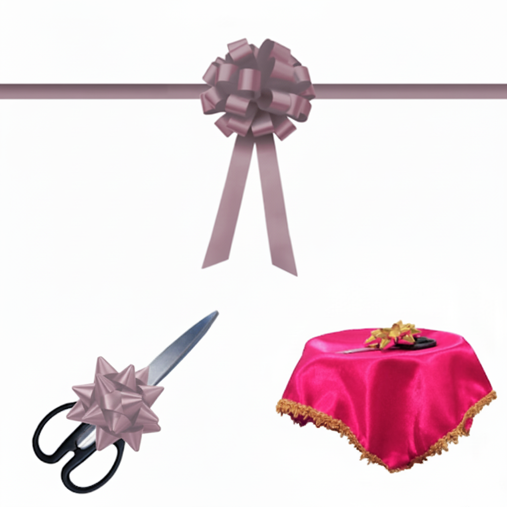 Pita Grand Opening Gedung Pink Muda 15cm Set Lengkap PP Real Ribbon - Gambar 2