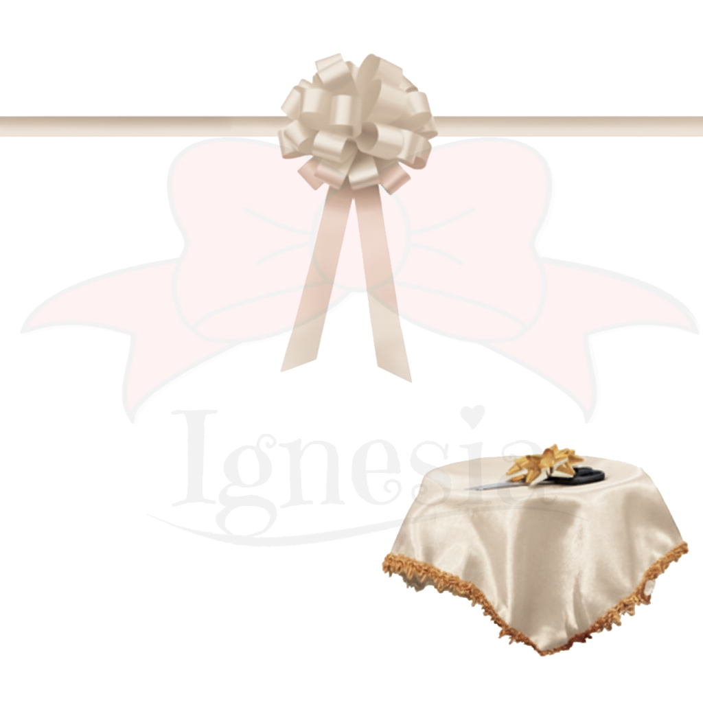 Pita Seremonial Grand Opening Putih 15cm Set Gunting & Nampan Hias PP Real Ribbon By IgnesiaBisa Custom