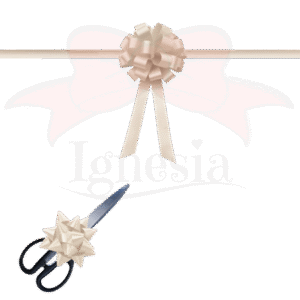 Pita Seremonial Grand Opening Putih 15cm Set Gunting Hias Satin Real Ribbon By IgnesiaBisa Custom