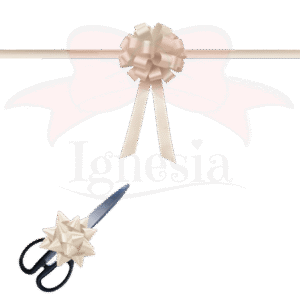 Pita Seremonial Grand Opening Putih 15cm Set Gunting Hias Satin Real Ribbon By IgnesiaBisa Custom