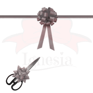 Pita Peresmian Silver Abu 15cm Set Gunting Hias Satin Real Ribbon By IgnesiaBisa Custom