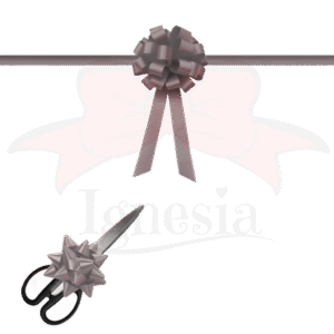 Pita Peresmian Silver Abu 15cm Set Tali Panjang Satin Real Ribbon