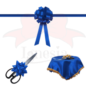 Pita Untuk Grand Opening Custom Biru 15cm Set Lengkap PP Real Ribbon By IgnesiaBisa Custom