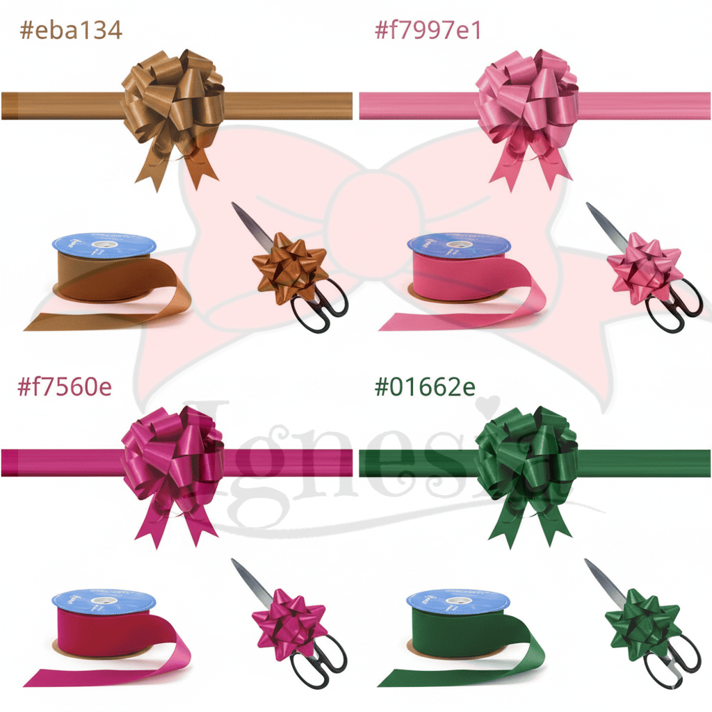 Dekorasi Grand Opening Coklat 15cm Set Gunting Hias Satin Real Ribbon By IgnesiaBisa Custom