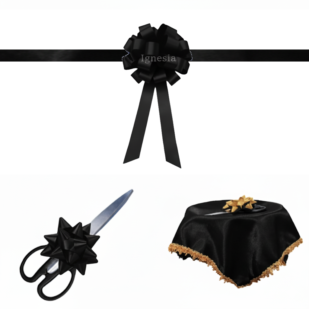 Pita Grand Opening Kantor Hitam 15cm Set Lengkap PP